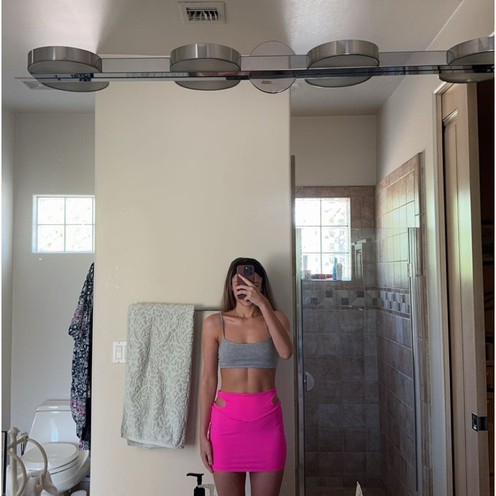 Club Exx Spandex Cutout Mini Skirt - Pink